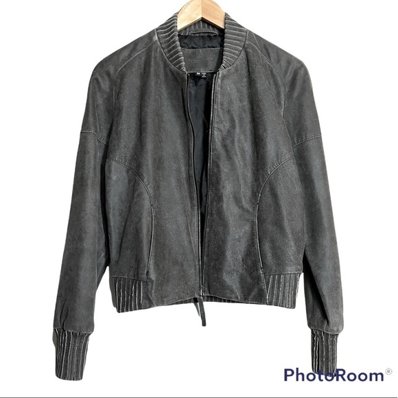 Vintage Cigno Nero Leather Suede Zip Up Jacket Gray Size Small - Picture 5 of 15